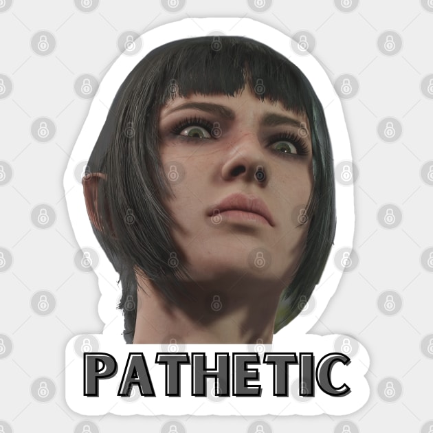 Shadowheart Disapprove Disagree Pathetic Sticker by nekopaffu